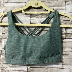 Victoria's Secret Sports Bra Womens Size M Heather Green Padded Criss Cross Back